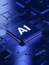 National Ai Day, glowing AI chip on a detailed circuit board, symbolizing artificial intelligence, advanced technology, and the