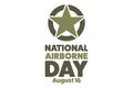 National Airborne Day. August 16. Holiday concept. Template for background, banner, card, poster with text inscription