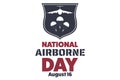 National Airborne Day. August 16. Holiday concept. Template for background, banner, card, poster with text inscription