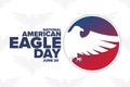 National American Eagle Day. June 20. Holiday concept. Template for background, banner, card, poster with text Royalty Free Stock Photo