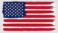 National American flag, transparent background. Brush stroke grunge dirty flag of USA. Royalty Free Stock Photo