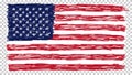 National American flag, transparent background. Brush stroke grunge dirty flag of USA. Royalty Free Stock Photo