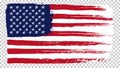 National American flag, transparent background. Brush stroke grunge dirty flag of USA. Royalty Free Stock Photo