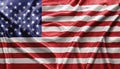 National American silk fabric flag. Symbol of the United States of America Royalty Free Stock Photo