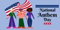 National Anthem Day, Horizontal banner design for theme decoration