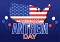 National Anthem Day on March 3 Illustration with United States of America Flag for Banner or Landing Page in Hand Drawn Template