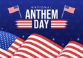 National Anthem Day on March 3 Illustration with United States of America Flag for Banner or Landing Page in Hand Drawn Template