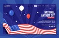National Anthem Day Social Media Landing Page with United States of America Flag Flat Cartoon Hand Drawn Templates Illustration