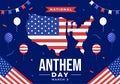 National Anthem Day Vector Illustration on March 3 with United States of America Flag in National Holiday Flat Cartoon Background