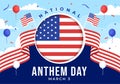 National Anthem Day Vector Illustration on March 3 with United States of America Flag in National Holiday Flat Cartoon Background