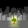 National Arbor Day. Tree in gray city