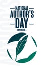 National Authors Day. November 1. Holiday concept. Template for background, banner, card, poster with text inscription