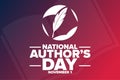 National Authors Day. November 1. Holiday concept. Template for background, banner, card, poster with text inscription Royalty Free Stock Photo