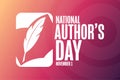 National Authors Day. November 1. Holiday concept. Template for background, banner, card, poster with text inscription