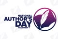National Authors Day. November 1. Holiday concept. Template for background, banner, card, poster with text inscription