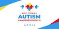 National autism awareness month. Vector banner, poster, flyer, greeting card for social media with the text National autism