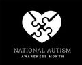 National Autism Awareness Month. Vector illustration with jigsaw puzzle heart