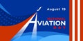 NATIONAL AVIATION DAY. Vector web banner, poster, card for social networks and media. Logo with airplane, contrail and letters A.