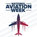 National Aviation Week. Holiday concept. Template for background, banner, card, poster with text inscription. Vector