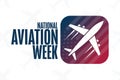 National Aviation Week. Holiday concept. Template for background, banner, card, poster with text inscription. Vector