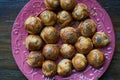 National Azerbaijanian cuisine Gogal on plate on wooden table