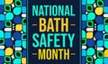 National bath safety month backdrop with design shapes and text in the center