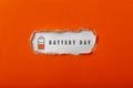 National battery day. Small icon and text. Royalty Free Stock Photo