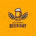 National beer day with Craft Beer glass and malt Brewery label logo design vector Royalty Free Stock Photo