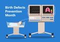 National Birth Defects Prevention Month is celebratedin January in USA. Neurology concept vector. Reanimation equipment for