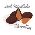 National Bittersweet Chocolate With Almonds Day, Idea for poster, banner, flyer or postcard