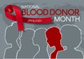 National Blood Donation Month banner with diverse people.