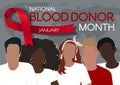National Blood Donation Month horizontal banner with diverse people.