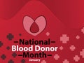 National Blood Donor Month banner vector design celebrated in January every year. National blood donor background with heard,