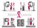 National Breast Cancer Awareness Month or Pink ribbon set Royalty Free Stock Photo