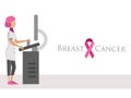 National Breast Cancer Awareness Month poster with pink ribbon Royalty Free Stock Photo