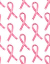 National Breast Cancer Awareness Month. Seamless pattern with pink ribbon. October. Women`s health. Female Disease