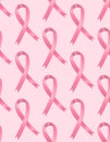 National Breast Cancer Awareness Month. Seamless pattern with pink ribbon. October. Women`s health. Female Disease Royalty Free Stock Photo