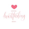 National breastfeeding month August handwritten lettering template.