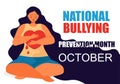 National Bullying Prevention month in October in USA. Victim scene in society