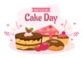 National Cake Day Vector Illustration on Holiday Celebrate November 26 with Sweet Bread in Flat Cartoon Pink Background Design