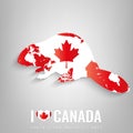 National Canada symbol Beaver with an official flag and map silhouette. North America. Vector Royalty Free Stock Photo