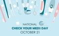 National check your meds day banner and greeting card.