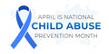 National Child Abuse Prevention Month banner design template. Celebrate annual in April in United States. Blue ribbon