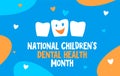 National ChildrenÃ¢â¬â¢s Dental Health Month vector banner. Protecting teeth and promoting good health, prevention of dental caries