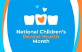 National Childrens Dental Health Month vector banner. Protecting teeth and promoting good health, prevention of dental caries