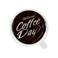 National Coffee Day. Hand drawn lettering phrase vector