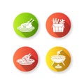 National cookery flat design long shadow glyph icons set