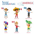 National costumes and flags of the nations - Kids of the world - America