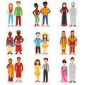 National Couples Icons Set Royalty Free Stock Photo