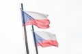 National Czech Republic flag white, blue and red waving on white background on windy day Royalty Free Stock Photo